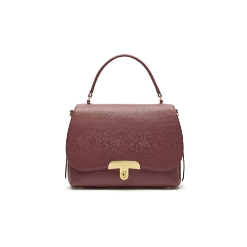 Braccialini MICHELLE Mittelgroße Handtasche aus weichem Leder in Bordeaux im eleganten und minimalistischen Design Die starre Struktur mit Frontklappe wird durch einen Lauflernverschluss veredelt von Braccialini