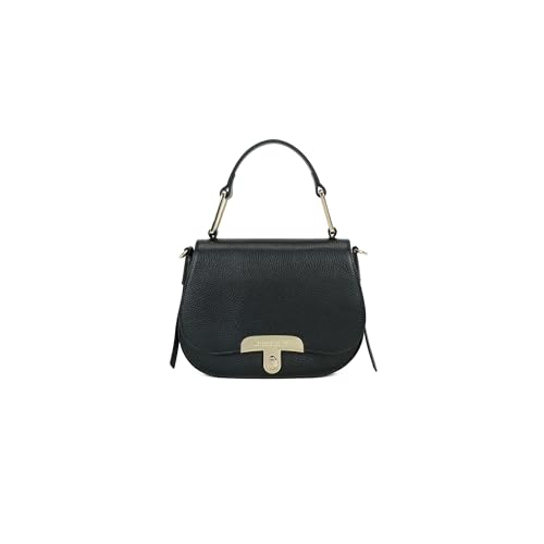 Braccialini Michelle Handtasche aus weichem Leder in Bordeaux in kompaktem und anspruchsvollem Design Die abgerundete Form mit Frontklappe wird durch einen goldenen Lauflernverschluss mit Logo von Braccialini