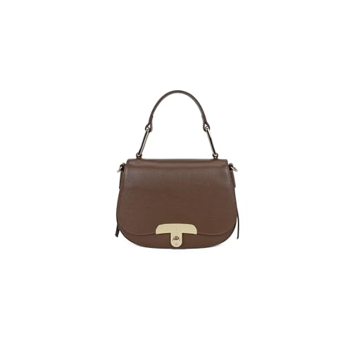 Braccialini Michelle Handtasche aus weichem Leder in Bordeaux in kompaktem und anspruchsvollem Design Die abgerundete Form mit Frontklappe wird durch einen goldenen Lauflernverschluss mit Logo von Braccialini
