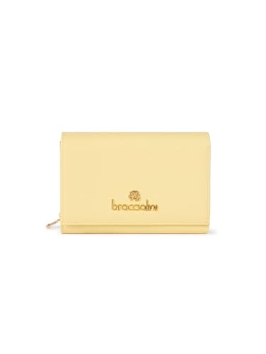 Braccialini Mittelgroße Brieftasche aus Kalbsleder 7 Karten + Spalten + Münzen B17513, 500 Gelb, Kurz mit Knopf von Braccialini
