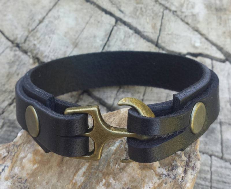 Handgefertigtes Ankerarmband Aus Leder Für Männer Trendiger Hakenverschluss Handgefertigtes Ankerarmband Aus Leder Für Männer Trendiger Hakenverschluss von BraceDesigns