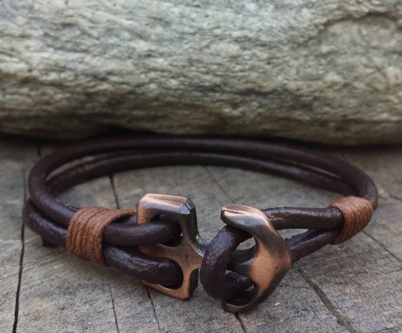 Handgefertigtes Braunes Leder Anker Armband Handgefertigtes Braunes Leder Anker Armband von BraceDesigns
