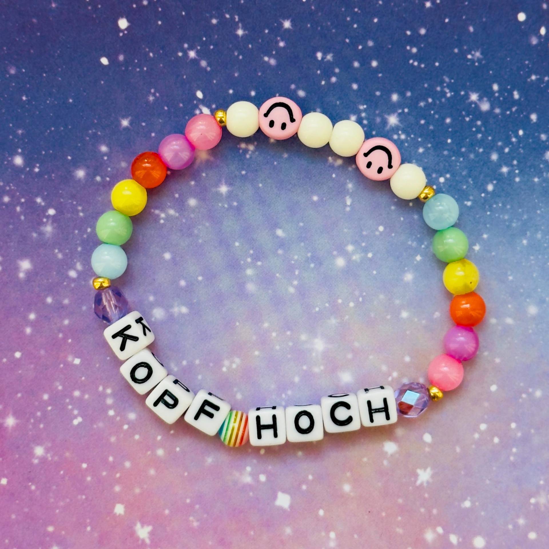 Armband „Kopf Hoch" Selbstliebe Bunt von BraceletCoffeeClub