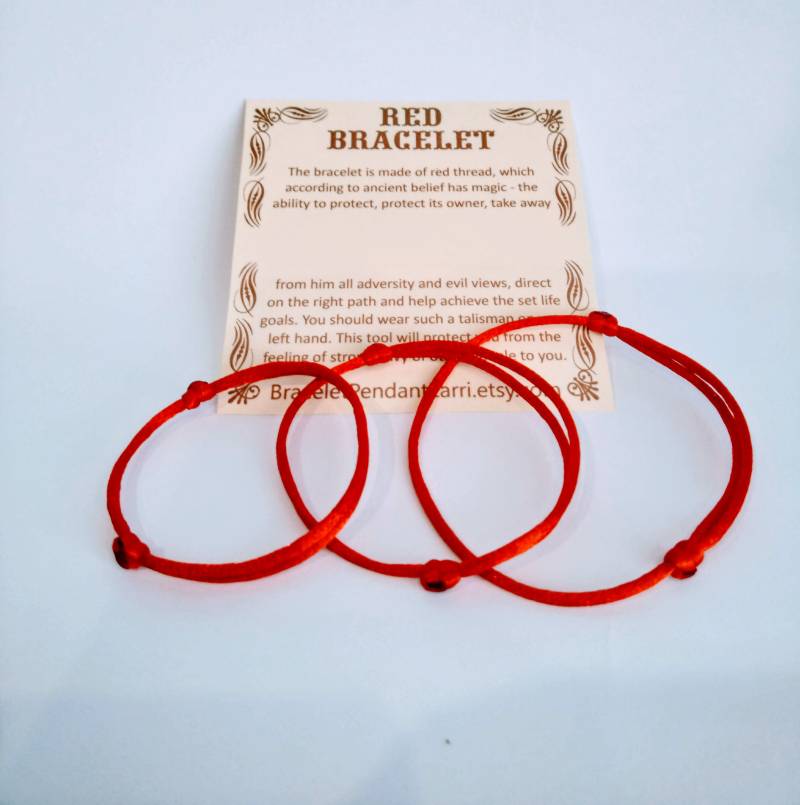 Red String Familie Armband Set, Verstellbare Satinkordel von BraceletPendantEarri