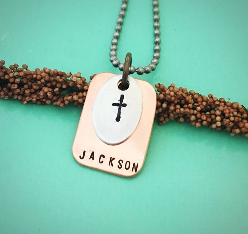 Kreuz Halskette, Erstkommunion Konfirmation Geschenk, Taufgeschenk, Namenskette, Religiöse Christlicher Schmuck von BraceletsbyLinda