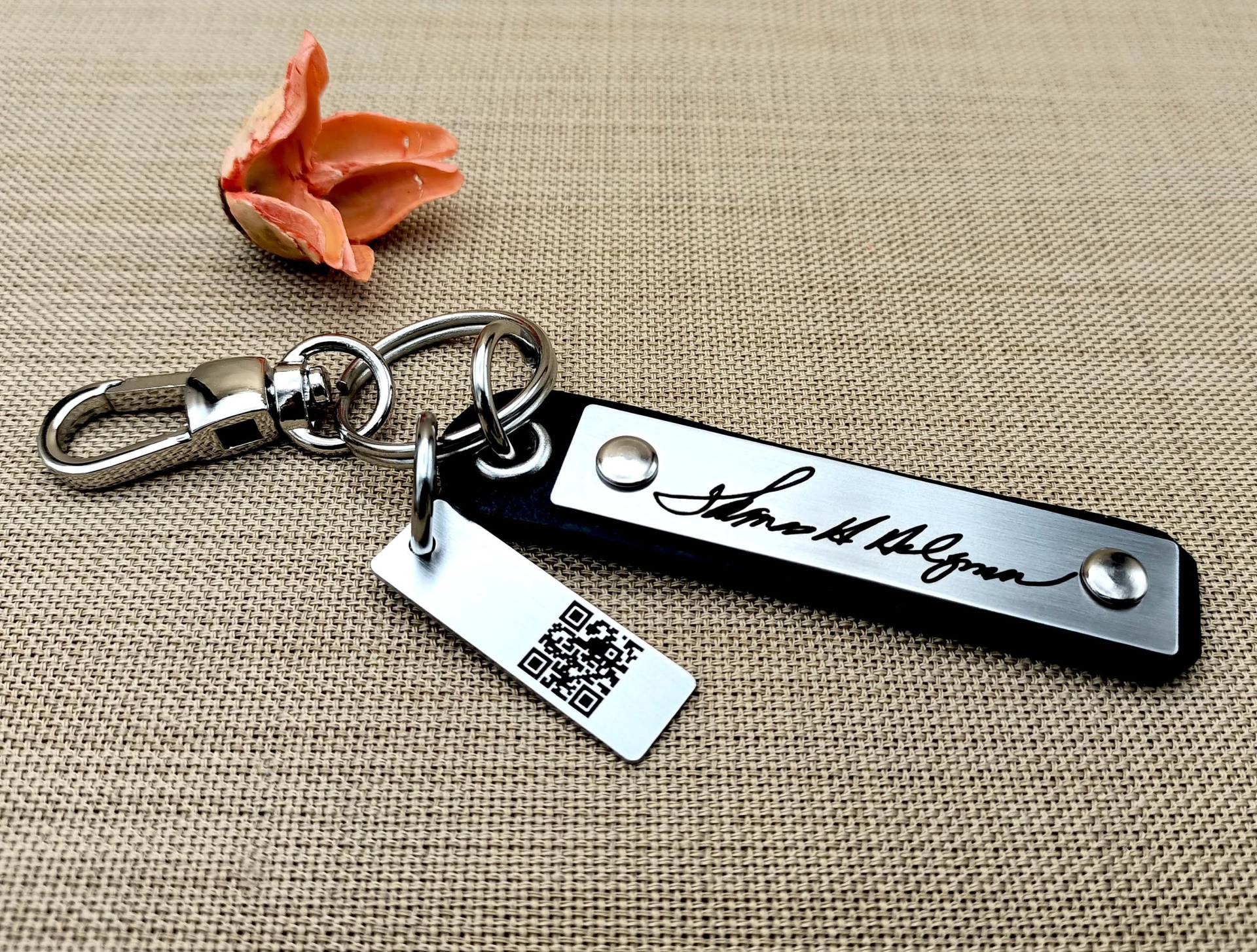 Handschrift Qr-Code Schlüsselbund - Personalisierte Signatur von Braceletshomme