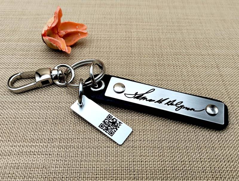 Handschrift Qr-Code Schlüsselbund - Personalisierte Signatur von Braceletshomme