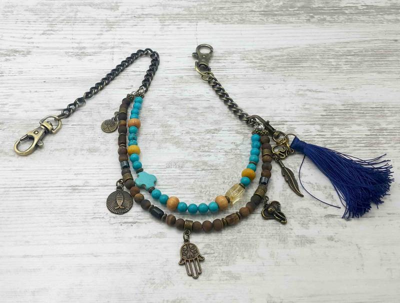 Herren Bronze Geldbörse Kette - Edelstein Quaste, Spirituelle Charms von Braceletshomme