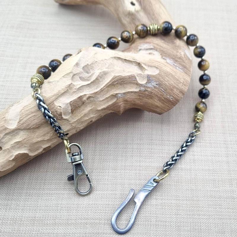 Herren Tigerauge Perlen Geldbörse Kette - Antiqued Bronze von Braceletshomme