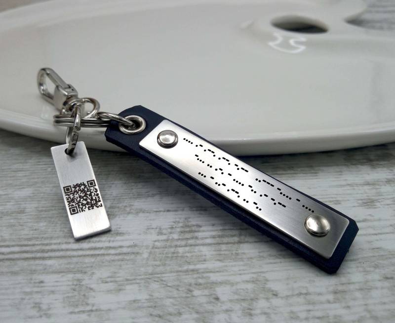 Leder Morse-Code Schlüsselanhänger Mit Qr Code - Geheime Nachricht Geschenk von Braceletshomme