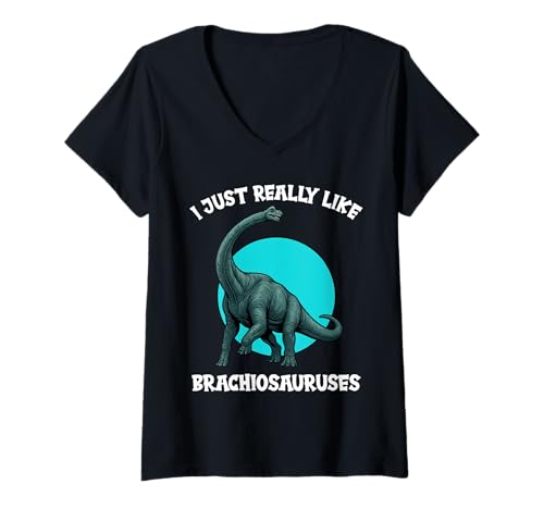 Damen Brachiosaurier Brachiosaurus T-Shirt mit V-Ausschnitt von Brachiosaurier Brachiosaurus Tier Shop