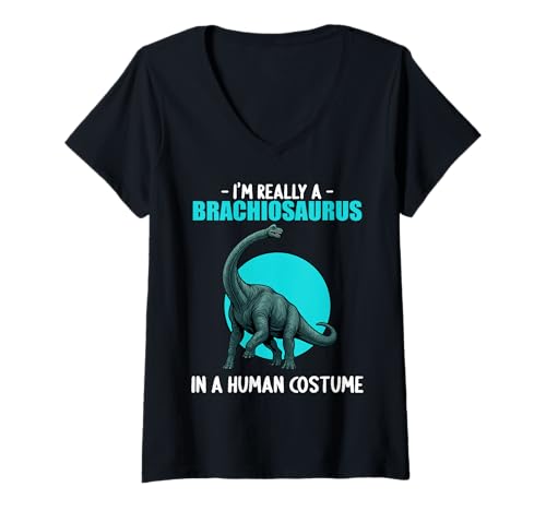 Damen Brachiosaurier Brachiosaurus T-Shirt mit V-Ausschnitt Damen Brachiosaurier Brachiosaurus T-Shirt mit V-Ausschnitt von Brachiosaurier Brachiosaurus Tier Shop