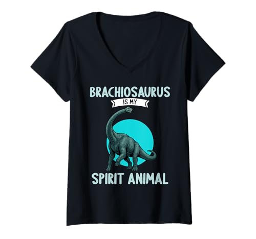 Damen Brachiosaurier Brachiosaurus T-Shirt mit V-Ausschnitt von Brachiosaurier Brachiosaurus Tier Shop