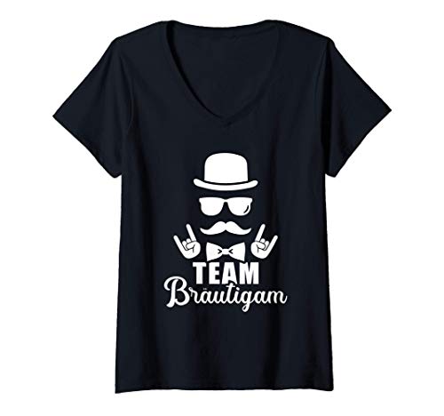 Damen Team Bräutigam JGA Junggesellenabschied T-Shirt mit V-Ausschnitt von Bräutigam Junggesellenabschied Geschenke