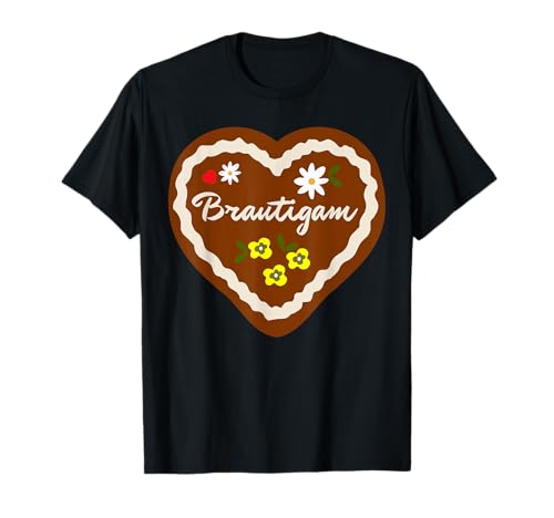 Herren Bräutigam Lebkuchenherz JGA Trachten Oktoberfest T-Shirt von Bräutigam Oktoberfest JGA Geschenkidee