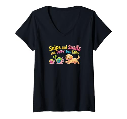 Damen Schnecken und Welpenschwänze Lustiges Zitat T-Shirt mit V-Ausschnitt von Bragging quote Humour
