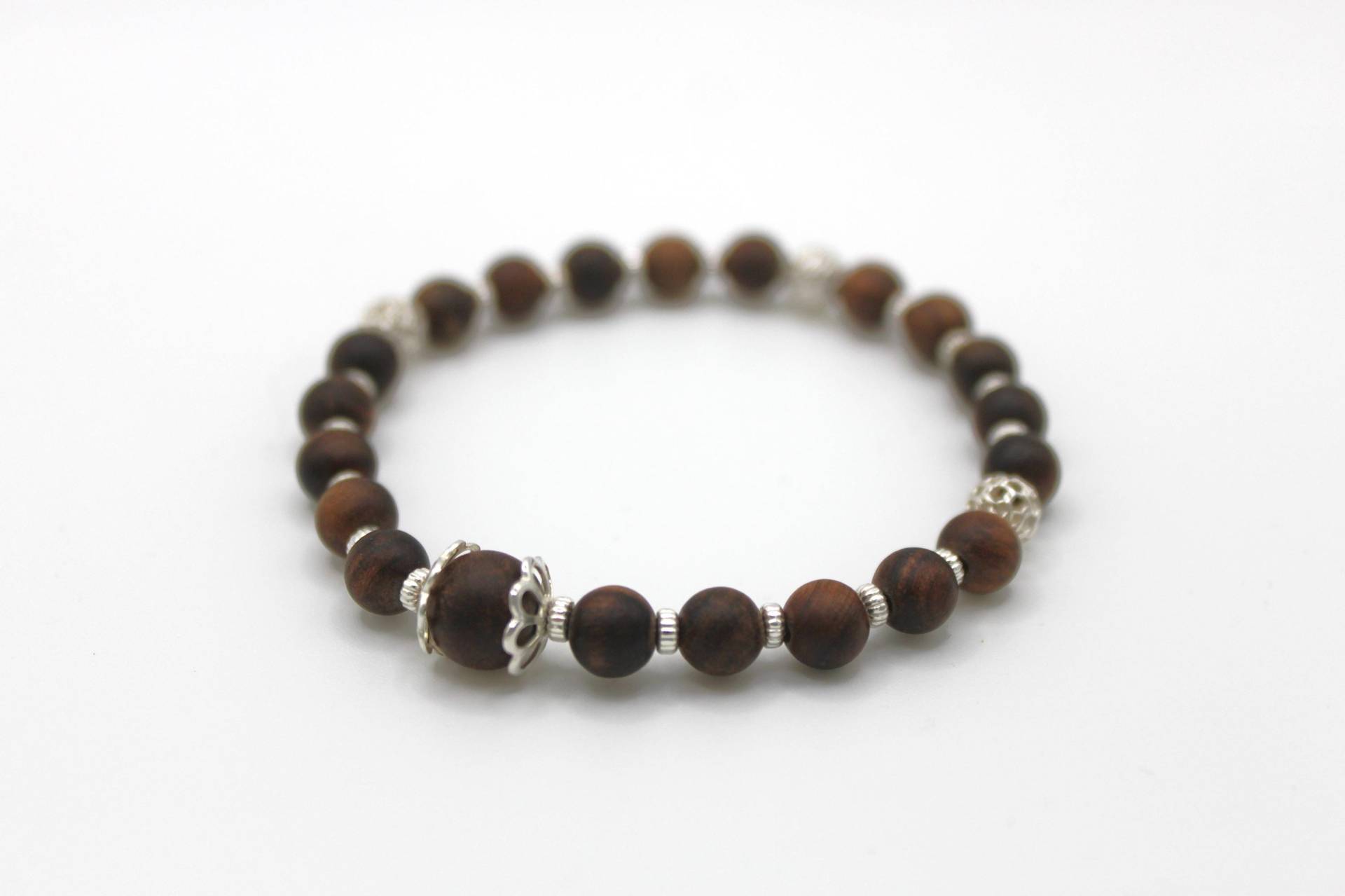 Armband Sandelholz Dunkel Mit 925 Silber Elementen Armband Sandelholz Dunkel Mit 925 Silber Elementen von BrahmandaMala