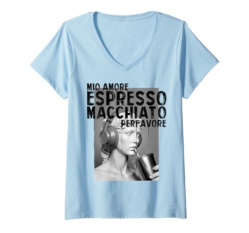 Damen Meine Liebe Espresso Macchiato Perfevore Kaffee Musik Geschenk T-Shirt mit V-Ausschnitt Damen Meine Liebe Espresso Macchiato Perfevore Kaffee Musik Geschenk T-Shirt mit V-Ausschnitt von Brain-Creations by Mazzoni Creazioni
