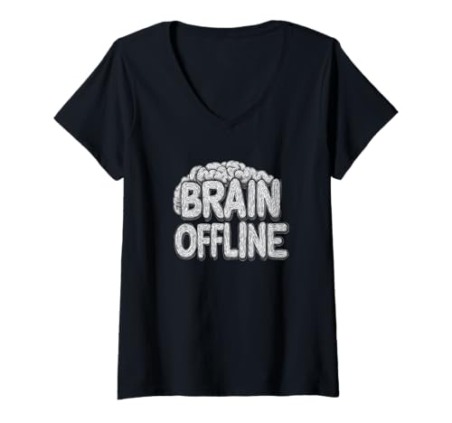 Damen Lustiges Gehirn Offline Statement Funken Lachen Kostüm T-Shirt mit V-Ausschnitt Damen Lustiges Gehirn Offline Statement Funken Lachen Kostüm T-Shirt mit V-Ausschnitt von Brain Offline Outfit