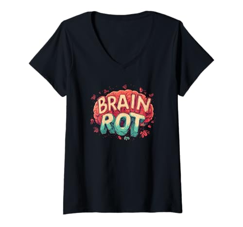 Damen Cooles Brain Rot Statement Kostüm T-Shirt mit V-Ausschnitt Damen Cooles Brain Rot Statement Kostüm T-Shirt mit V-Ausschnitt von Brain Rot Speech