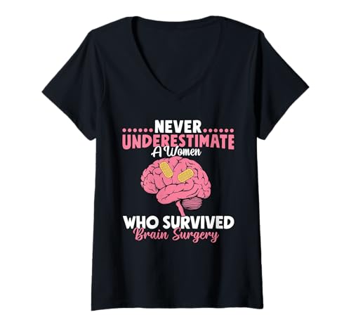 Damen Unterschätzen Sie Niemals eine Frau, die Gehirnoperationen überlebt hat T-Shirt mit V-Ausschnitt Damen Unterschätzen Sie Niemals eine Frau, die Gehirnoperationen überlebt hat T-Shirt mit V-Ausschnitt von Brain Surgery Women Funny tee