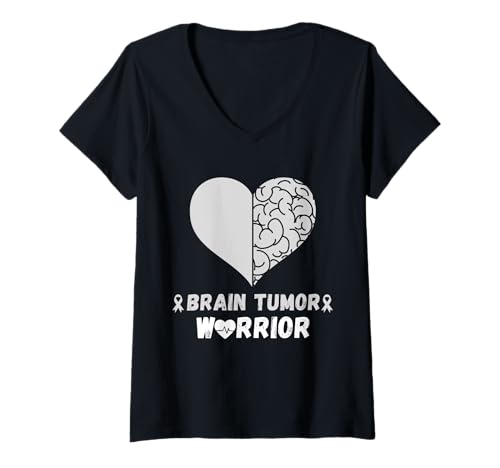 Damen Gehirntumor Awareness Warrior Brain Cancer Awareness Support T-Shirt mit V-Ausschnitt von Brain Tumor Brain Cancer Awareness Warrior Apparel