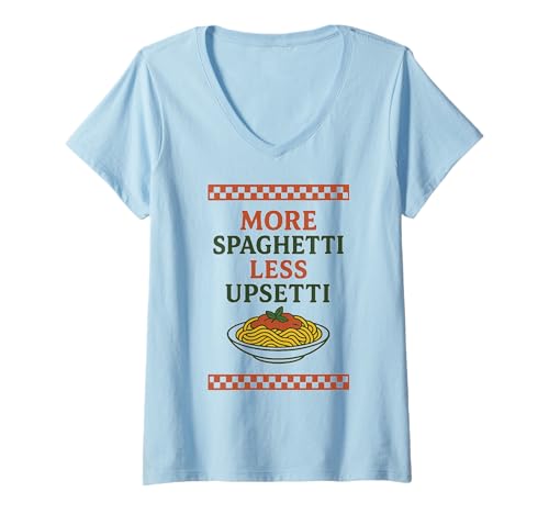 Damen Mehr Spaghetti Less Upsetti Lustiges Schachbrett für Nudelliebhaber T-Shirt mit V-Ausschnitt Damen Mehr Spaghetti Less Upsetti Lustiges Schachbrett für Nudelliebhaber T-Shirt mit V-Ausschnitt von Brainrot Shirts and Gifts HHWCo.