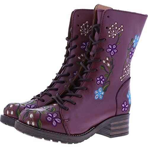 Brako / Modell: Military/Planet Leder/Burdeos-Bordeaux Flower/Art: 8403 / Damen Stiefel von Brako