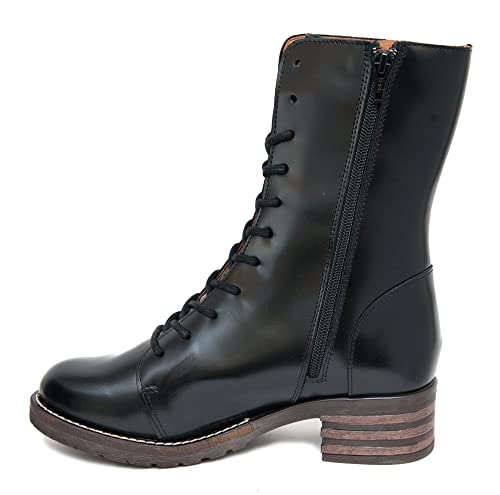 Brako Lack Stiefel Boots 8470 BOLERO Negro Military Leder schwarz Reißverschluss (EU Schuhgrößensystem, Erwachsene, Damen, Numerisch, M, 43) von Brako