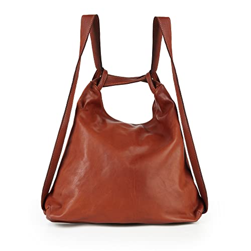 Brakumi Echte Ledertaschen Frau Einkaufstasche Schulterrucksack Weiche Schulter Großer umwandelbarer Tagesrucksack Vintage Vintage Arbeit PC Tasche Schwarz Outlet von Brakumi