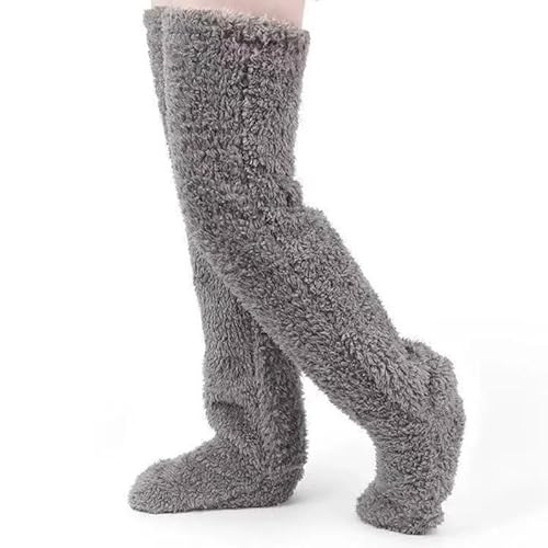 Braleto Kuschelsocken Damen Plüsch Overknee Socken, Flauschig Winter warme Socken Teddy Plüsch Overknee Socken Flauschig Innen Hausschuhe Bequem Weich Stiefel von Braleto