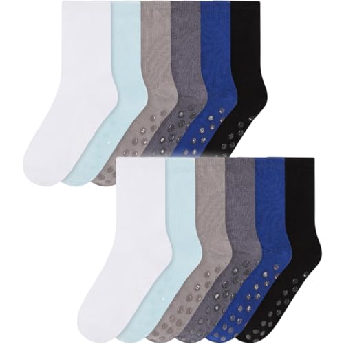 Bramble & Bear (6/12er-Pack Unisex Baby Grip Socks - Rutschfeste Baby-Socken mit weicher Baumwoll-Konstruktion - Verschiedene Blau- und Rosatöne in den Größen 0-5 Jahre von Bramble & Bear