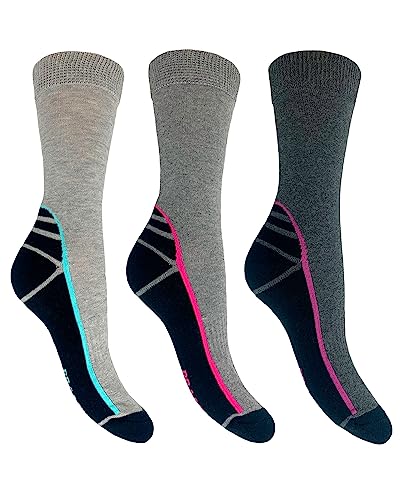 Bramble - Wandersocken für Damen mit Bambus, 3 Paar, Größe 37-40, Grau/Schwarz, Damen-Wandersocken mit Bambus-Fußbett, Outdoor-Komfort-Wandersocken, grau / schwarz, 4-7 Bramble - Wandersocken für Damen mit Bambus, 3 Paar, Größe 37-40, Grau/Schwarz, Damen-Wandersocken mit Bambus-Fußbett, Outdoor-Komfort-Wandersocken, grau / schwarz, 4-7 von Bramble