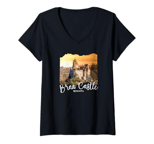 Damen Rumänien Schloss Bran T-Shirt mit V-Ausschnitt Damen Rumänien Schloss Bran T-Shirt mit V-Ausschnitt von Bran Castle Souvenir Store