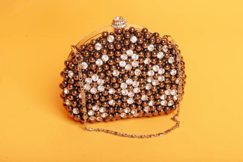 2000Er Graue Strass Silber Große Perlen Geldbörse Vintage Hart Riemchen Cocktail Clutch von BranchesVintage