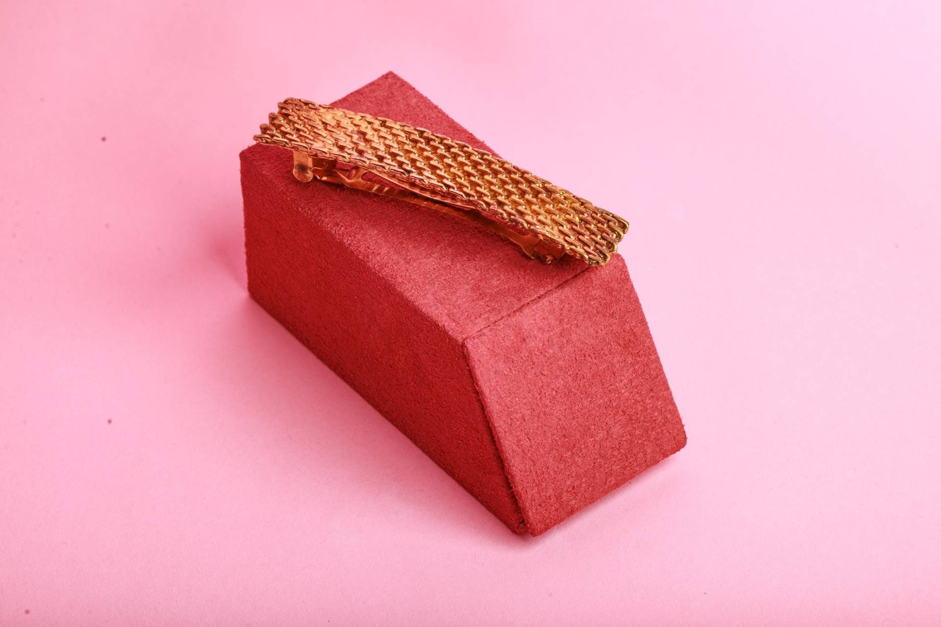 Vintage 80Er Jahre Antik Gold Tone Mesh Rechteck Haarspange von BranchesVintage