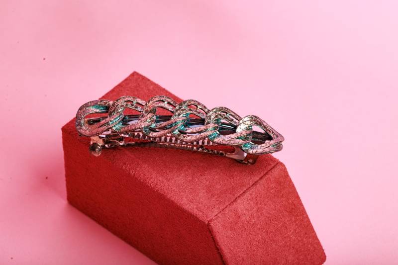 Vintage 80Er Jahre Silber Patina Ton Link Metall Haarspange von BranchesVintage