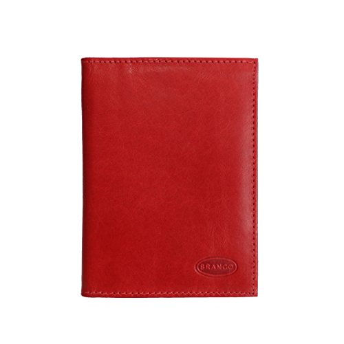Branco Leder - kleine edle Dokumentenmappe, Ausweishülle, Führerscheinhülle, Kartenmappe in versch. Farben - präsentiert von ZMOKA® (Rot) von Branco