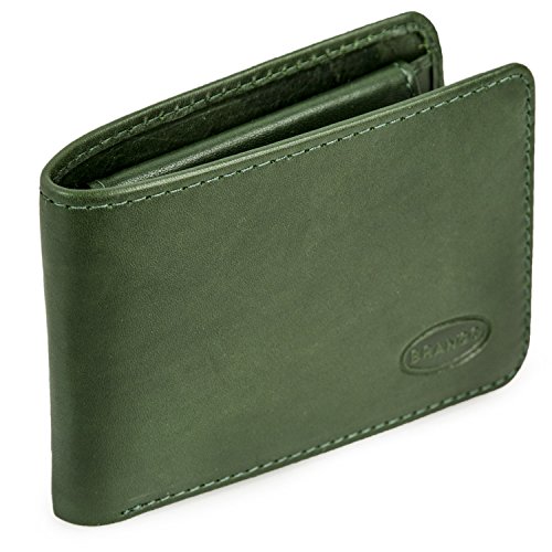 Branco Kleine Geldbörse, Mini Portemonnaie Größe XS, Echt-Leder, für Damen und Herren, Jäger-Grün, 12022 von Branco