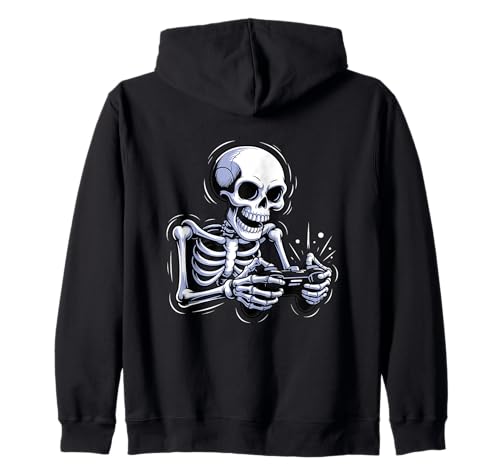 Funny Video Game Halloween Skeleton Gamer Costume Men Boys Kapuzenjacke von Brand Ghostly Gamer Skeleton In Action