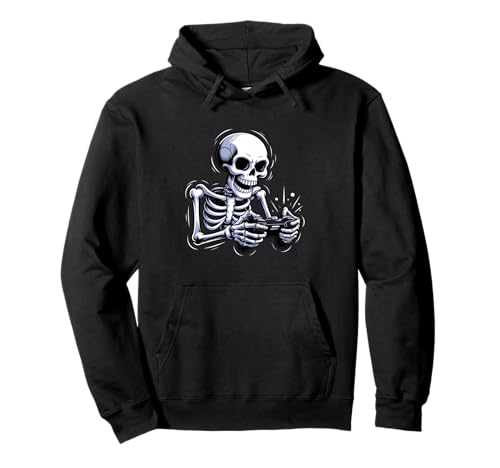 Funny Video Game Halloween Skeleton Gamer Costume Men Boys Pullover Hoodie von Brand Ghostly Gamer Skeleton In Action