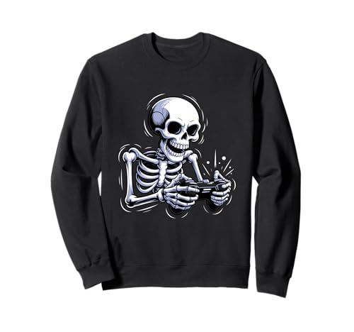 Funny Video Game Halloween Skeleton Gamer Costume Men Boys Sweatshirt von Brand Ghostly Gamer Skeleton In Action