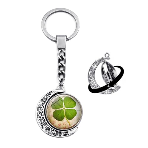 Brand-gangdiude Four Leaf Clover Schlüsselanhänger Kristallglas Doppelseitiger rotierender Mond Schlüsselanhänger Unisex Style Schmuck Brand-gangdiude Four Leaf Clover Schlüsselanhänger Kristallglas Doppelseitiger rotierender Mond Schlüsselanhänger Unisex Style Schmuck von Brand-gangdiude
