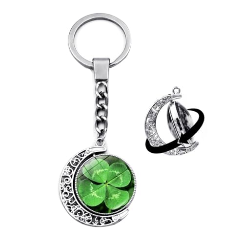 Brand-gangdiude Four Leaf Clover Schlüsselanhänger Kristallglas Doppelseitiger rotierender Mond Schlüsselanhänger Unisex Style Schmuck Brand-gangdiude Four Leaf Clover Schlüsselanhänger Kristallglas Doppelseitiger rotierender Mond Schlüsselanhänger Unisex Style Schmuck von Brand-gangdiude