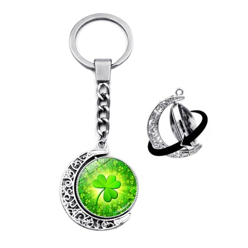 Brand-gangdiude Four Leaf Clover Schlüsselanhänger Kristallglas Doppelseitiger rotierender Mond Schlüsselanhänger Unisex Style Schmuck Brand-gangdiude Four Leaf Clover Schlüsselanhänger Kristallglas Doppelseitiger rotierender Mond Schlüsselanhänger Unisex Style Schmuck von Brand-gangdiude
