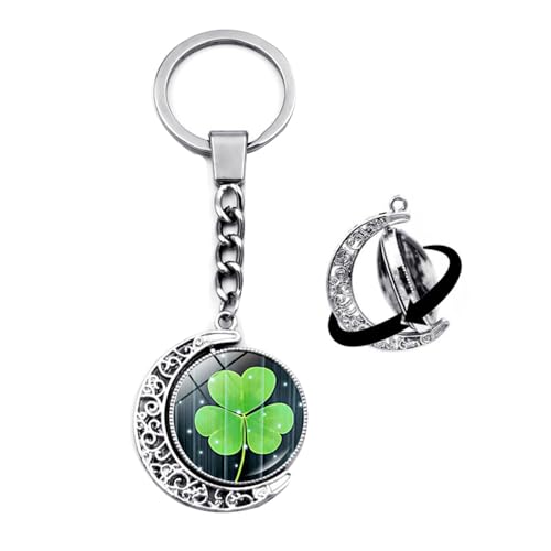 Brand-gangdiude Four Leaf Clover Schlüsselanhänger Kristallglas Doppelseitiger rotierender Mond Schlüsselanhänger Unisex Style Schmuck Brand-gangdiude Four Leaf Clover Schlüsselanhänger Kristallglas Doppelseitiger rotierender Mond Schlüsselanhänger Unisex Style Schmuck von Brand-gangdiude