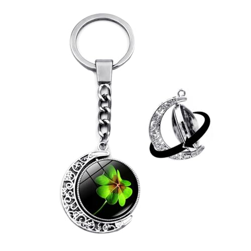 Brand-gangdiude Four Leaf Clover Schlüsselanhänger Kristallglas Doppelseitiger rotierender Mond Schlüsselanhänger Unisex Style Schmuck Brand-gangdiude Four Leaf Clover Schlüsselanhänger Kristallglas Doppelseitiger rotierender Mond Schlüsselanhänger Unisex Style Schmuck von Brand-gangdiude