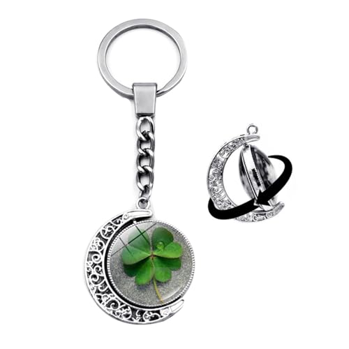 Brand-gangdiude Four Leaf Clover Schlüsselanhänger Kristallglas Doppelseitiger rotierender Mond Schlüsselanhänger Unisex Style Schmuck Brand-gangdiude Four Leaf Clover Schlüsselanhänger Kristallglas Doppelseitiger rotierender Mond Schlüsselanhänger Unisex Style Schmuck von Brand-gangdiude
