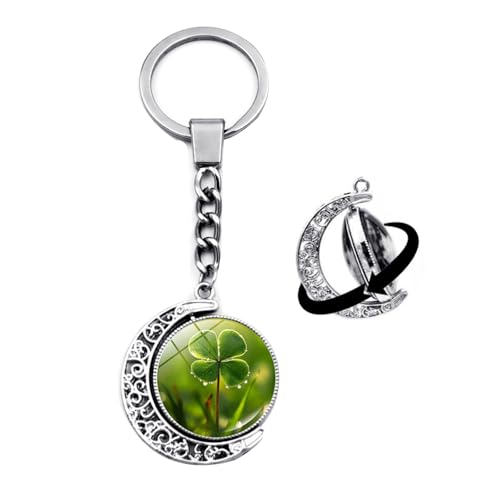 Brand-gangdiude Four Leaf Clover Schlüsselanhänger Kristallglas Doppelseitiger rotierender Mond Schlüsselanhänger Unisex Style Schmuck Brand-gangdiude Four Leaf Clover Schlüsselanhänger Kristallglas Doppelseitiger rotierender Mond Schlüsselanhänger Unisex Style Schmuck von Brand-gangdiude