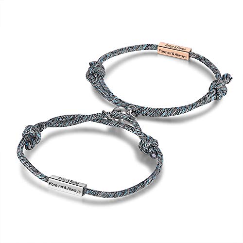 Grand Made Kostenlose gravierte Paar Magnet Armband, verstellbare gewebte Paar Armband, Liebe Armband für Männer und Frauen (1 Paar) (Rosegold) von Brand new